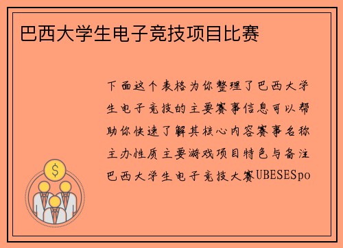 巴西大学生电子竞技项目比赛